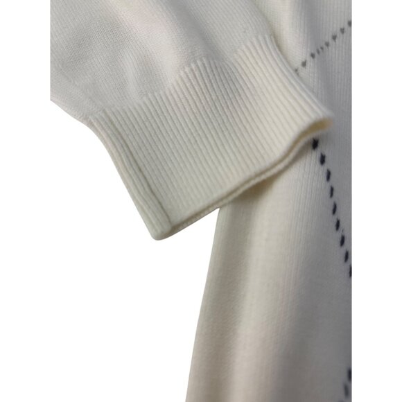 Izod Tennis Sweater White Long Sleeve Pullover Vintage Preppy Size M - Picture 4 of 7